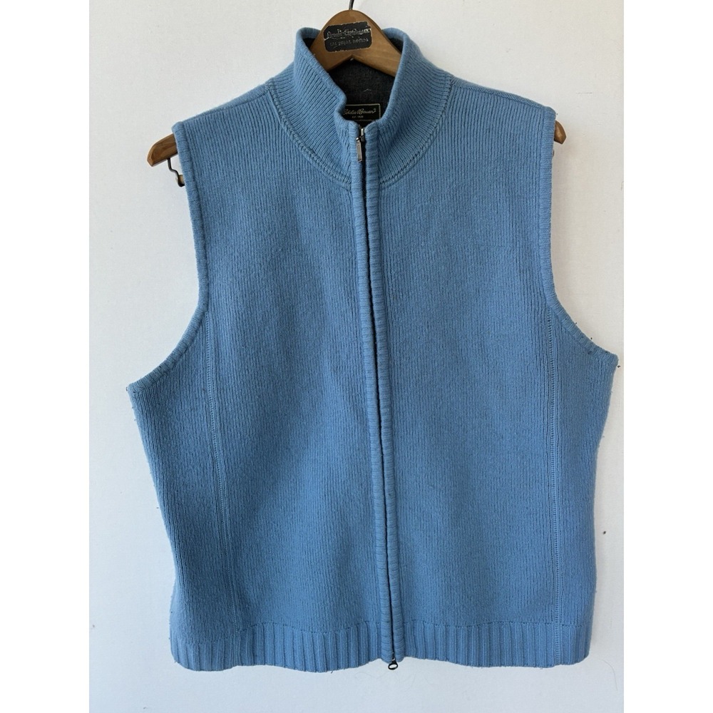 Eddie Bauer Blue Lambswool Blend Vest‎ Mens XL